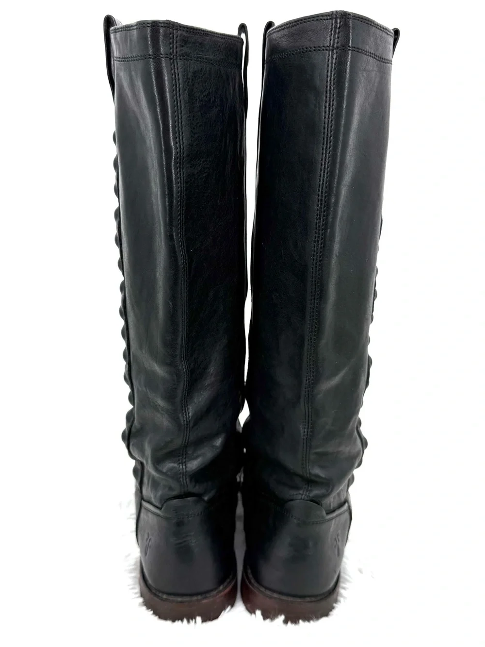 FRYE Black Paige Tall Studded Riding Leather Boots Size 7.5